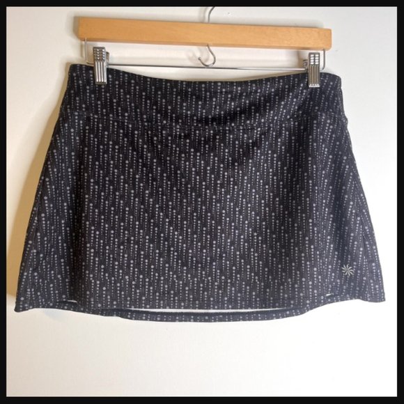 🔥3/$30 Athleta Printed Power Mesh CYA Micro Skirt Black Galaxy Dots Athletic - Picture 1 of 13